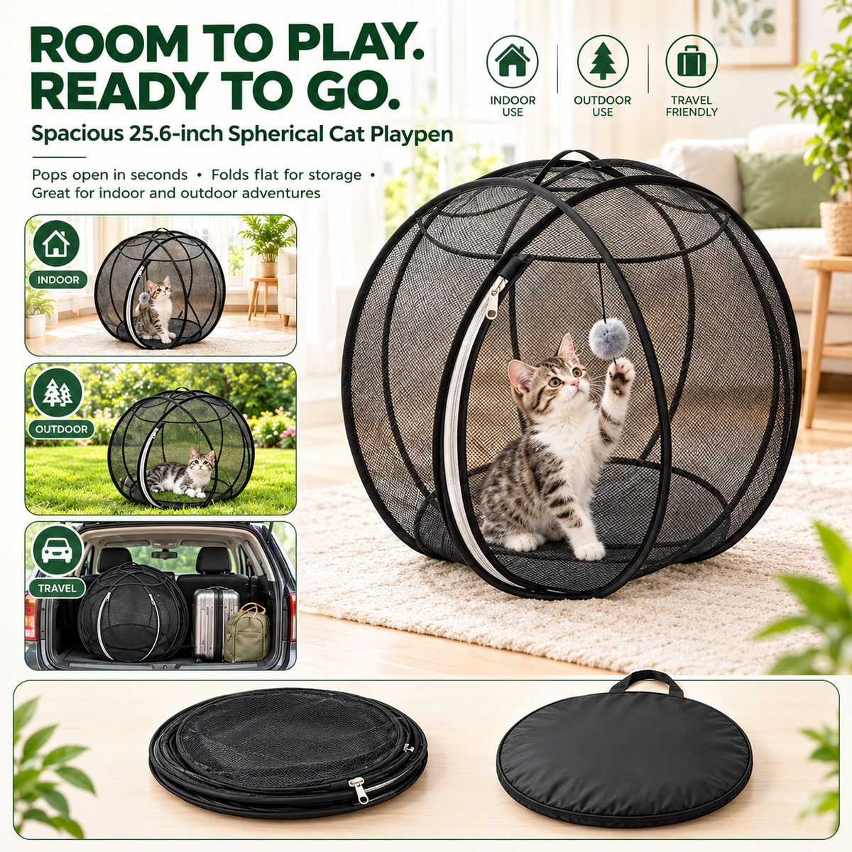 Portable Foldable Cat Playpen